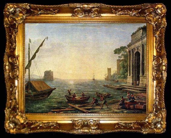 framed  Claude Lorrain Seehafen beim Aufgang der Sonne, ta009-2